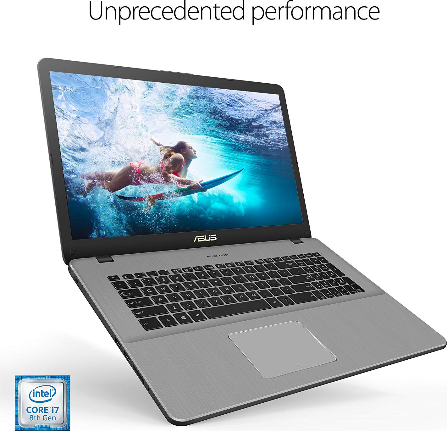 ASUS VivoBook Pro Thin & Light Laptop, 17.3" Full HD, Intel i7-8550U, 16GB DDR4 RAM, 256GB M.2 SSD + 1TB HDD, GeForce GTX 1050 4GB, Backlit KB, Windows 10 - N705UD-EH76, Star Gray, Casual Gaming