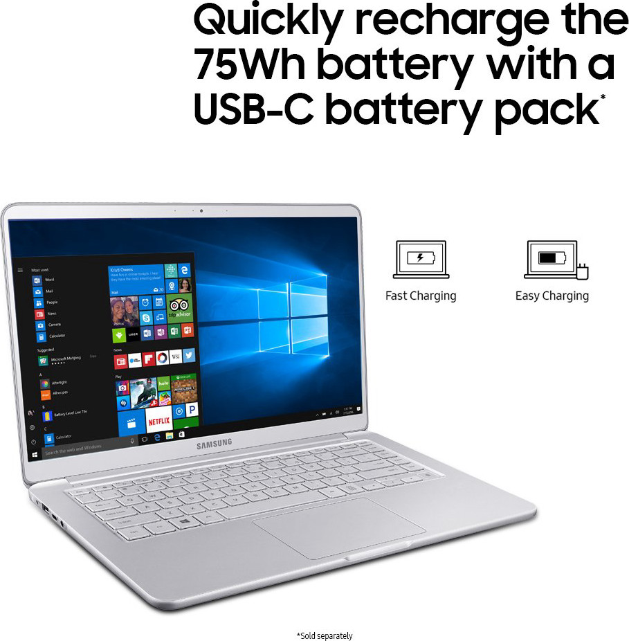 Samsung Notebook 9 NP900X5T-K01US Traditional Laptop (Windows 10 Home, Intel Core i7, 15" LCD Screen, Storage: 256 GB, RAM: 8 GB) Light Titan
