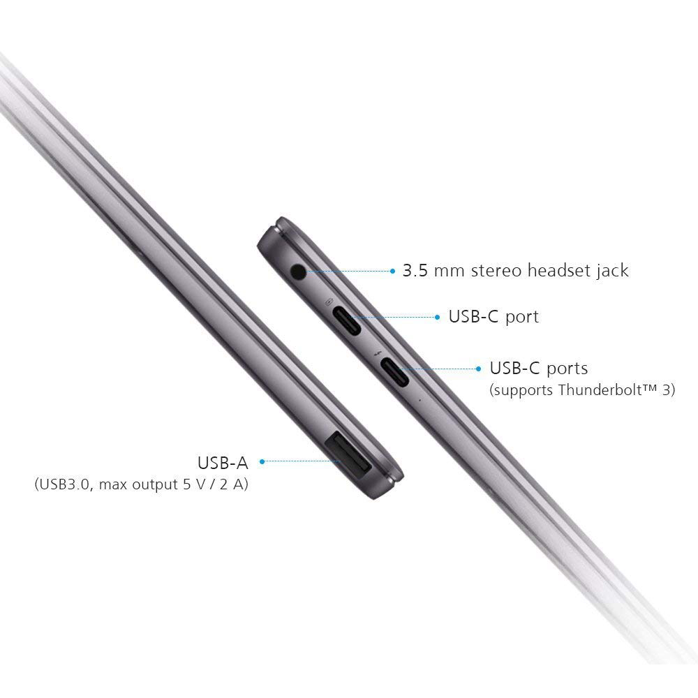 Huawei MateBook X Pro Signature Edition Thin & Light Laptop, 13.9" 3K Touch, 8th Gen i7-8550U, 16 GB RAM, 512 GB SSD, GeForce MX150, 3:2 Aspect Ratio, Office 365 Personal, Space Gray - Mach-W29C