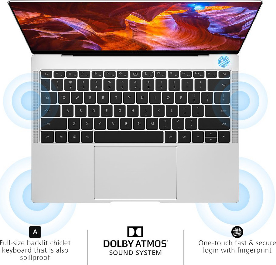 Huawei MateBook X Pro Signature Edition Thin & Light Laptop, 13.9" 3K Touch, 8th Gen i5-8250U, 8 GB RAM, 256 GB SSD, 3:2 Aspect ratio, Office 365 Personal Included, Mystic Silver - Mach-W19B