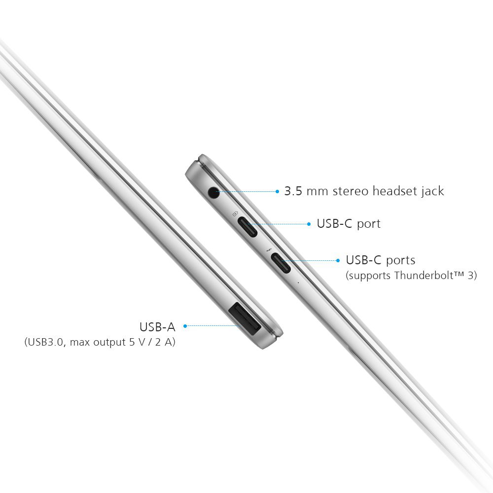 Huawei MateBook X Pro Signature Edition Thin & Light Laptop, 13.9" 3K Touch, 8th Gen i5-8250U, 8 GB RAM, 256 GB SSD, 3:2 Aspect ratio, Office 365 Personal Included, Mystic Silver - Mach-W19B