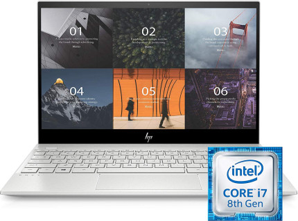 HP ENVY 13” Thin Laptop w/ Fingerprint Reader, 4K Touchscreen, Intel Core i7-8565U, NVIDIA GeForce MX250 Graphics, 16GB SDRAM, 512GB SSD, Windows 10 Home (13-aq0044nr, Natural Silver)