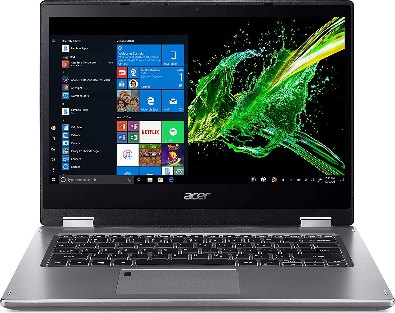 Acer Spin 3 Convertible Laptop, 14 inches Full HD IPS Touch, 8th Gen Intel Core i7-8565U, 16GB DDR4, 512GB PCIe NVMe SSD, Backlit KB, Fingerprint Reader, Rechargeable Active Stylus, SP314-53N-77AJ
