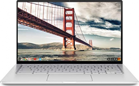 Asus Chromebook Flip C434TA-DS384T 2 In 1 Laptop, 14" Touchscreen FHD 4-Way NanoEdge, Intel Core M3-8100Y Processor, 8GB RAM, 64GB eMMC Storage, Backlit KB, Silver, Chrome OS