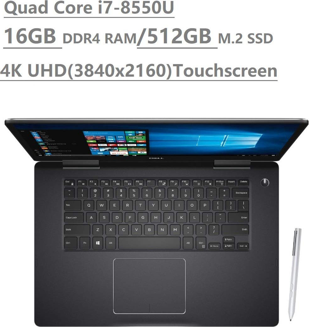 2019 Dell Inspiron 15 7000 7573 15.6" 4K UHD Touchscreen (3840x2160) 2-in-1 Laptop (Intel Quad-Core i7-8550U, 16GB DDR4, 512GB M.2 SSD, MX130 2GB) Backlit, HDMI, Type-C, Bluetooth, Windows 10