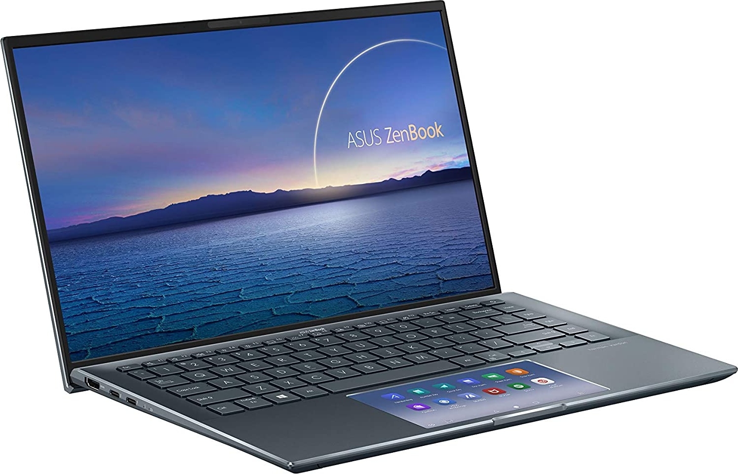 ASUS ZenBook 14 Ultra-Slim Laptop 14” FHD NanoEdge Bezel Display, Intel Core i7-1165G7, NVIDIA MX450, 16GB RAM, 512GB SSD, ScreenPad 2.0, Thunderbolt 4, Windows 10 Pro, Pine Grey, UX435EG-XH74