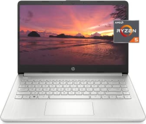 HP 14 Laptop, AMD Ryzen 5 5500U, 8 GB RAM, 256 GB SSD Storage, 14-inch Full HD Display, Windows 11 Home, Thin & Portable, Micro-Edge & Anti-Glare Screen, Long Battery Life (14-fq1025nr, 2021)