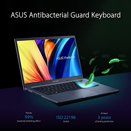 ASUS VivoBook 14 Slim Laptop, 14" FHD Display, Intel Core i3-1215U CPU, Intel UHD Graphics, 4GB DDR4 RAM, 128GB SSD, Fingerprint Sensor, Windows 11 Home, Quiet Blue, F1402ZA-AB31